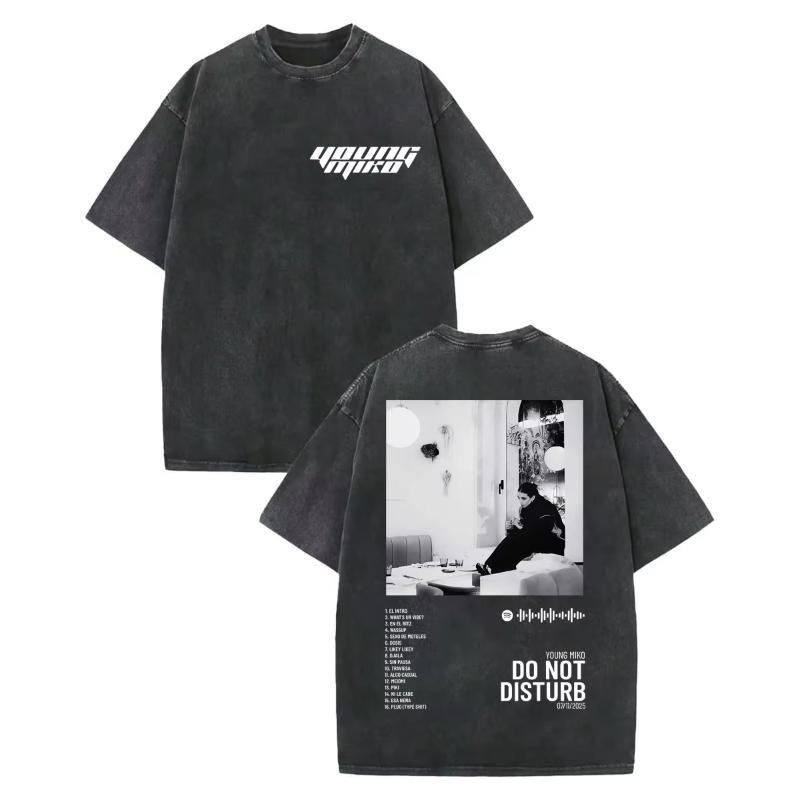Vintage Washed Young Miko Do Not Disturb Album Graphic T Shirt Fashion Hip Hop Short Sleeve Tshirt Unisex Women Oversized Tshirts