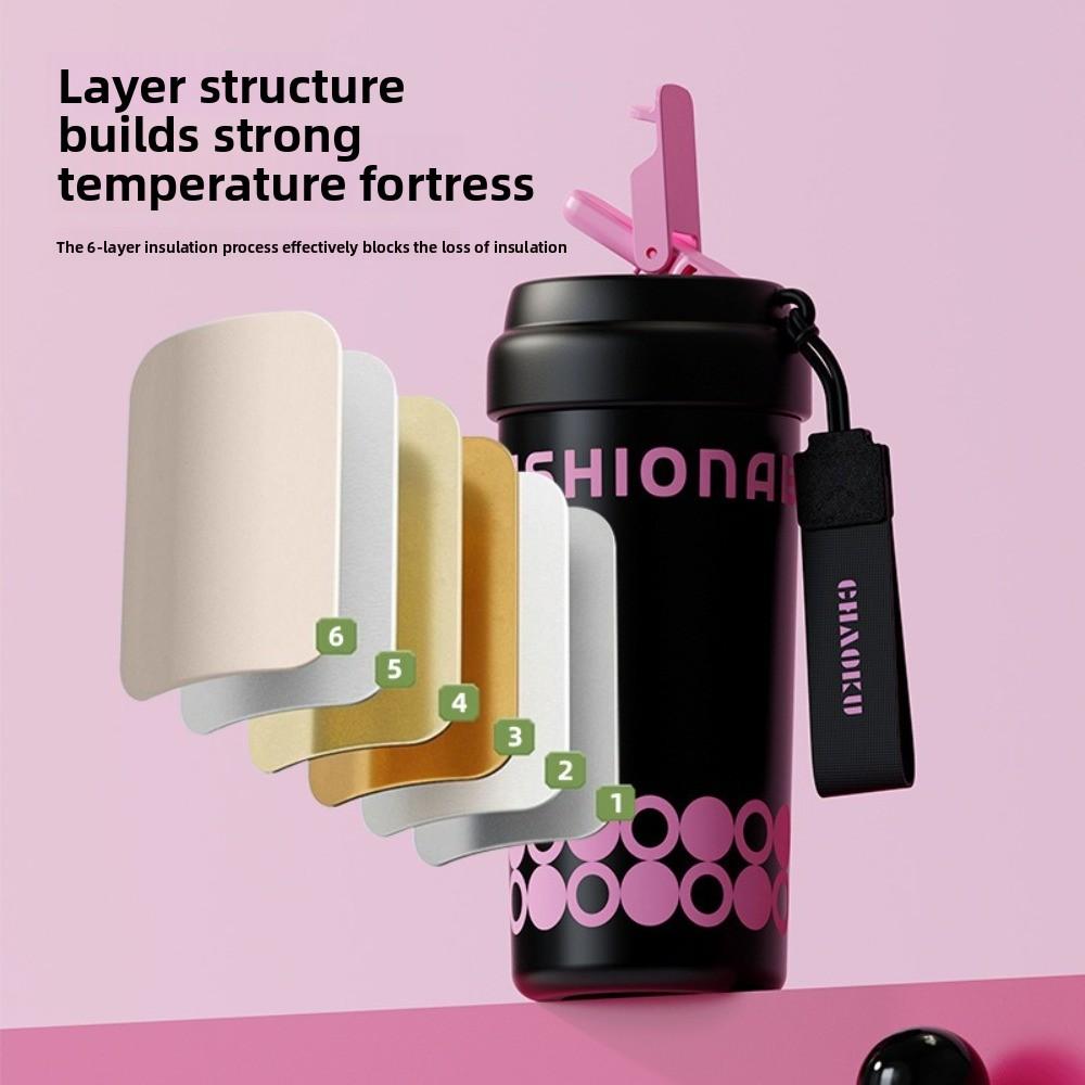 SUS316 Stainless Steel Straw Vacuum Cup 550ML Thermal Mug Durable Insulated Cup