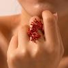 Women Irregular Coral Design Rings Bold Punk Statement Fashion for Night Events