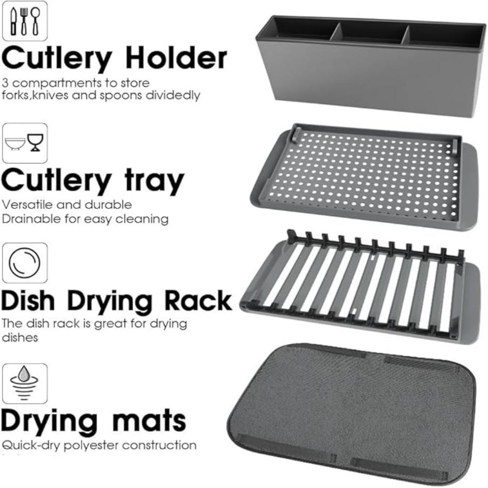 4 in 1 Dish Drying Rack Folding Kitchen Insulated Mat Universal Absorbent Pad  Countertop