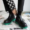 Mode Klassisch Fell Warm Herren Grüne Sohle Runde Zehen Herbst Winter Komfort Chelsea Boots Dicke Sohle Echtes Leder Outdoor Schuhe