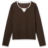 Hotwind Women's Faux Two-Piece Round Neck Knit Sweater
