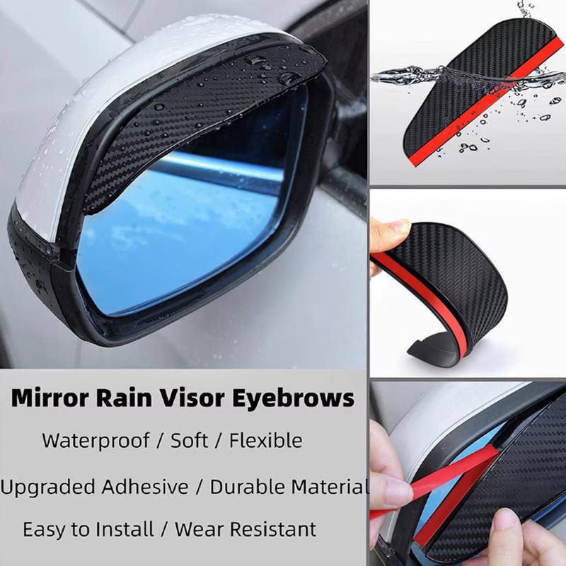 2Pcs Universal Carbon Fiber Car Rearview Mirror Rain Eyebrow Rain Shield Rearview Snow Sun Visor Rain Cover Car Accessories