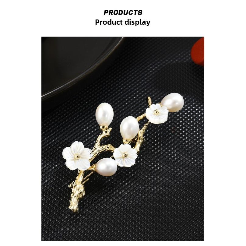 Sakura Tree Branch Sweet and Elegant Brooch, Luxurious and Exquisite Design, Freshwater Pearl Brooch