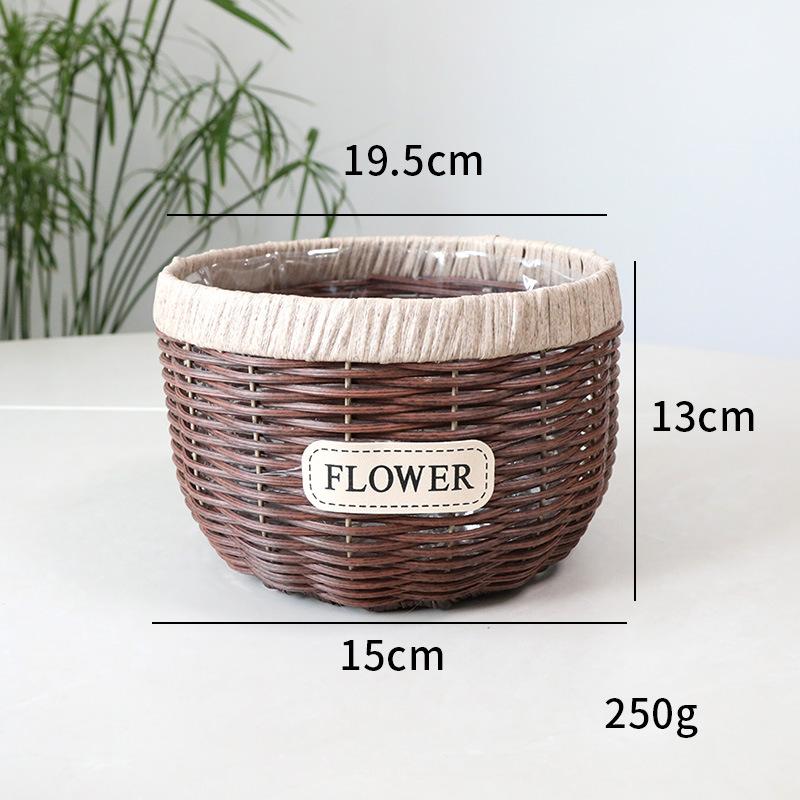 Imitation Rattan Flower Basket, Green Ivy Flower Pot, Living Room Container, Storage Basin, Green Plant Gardening Utensil, Flower Basket