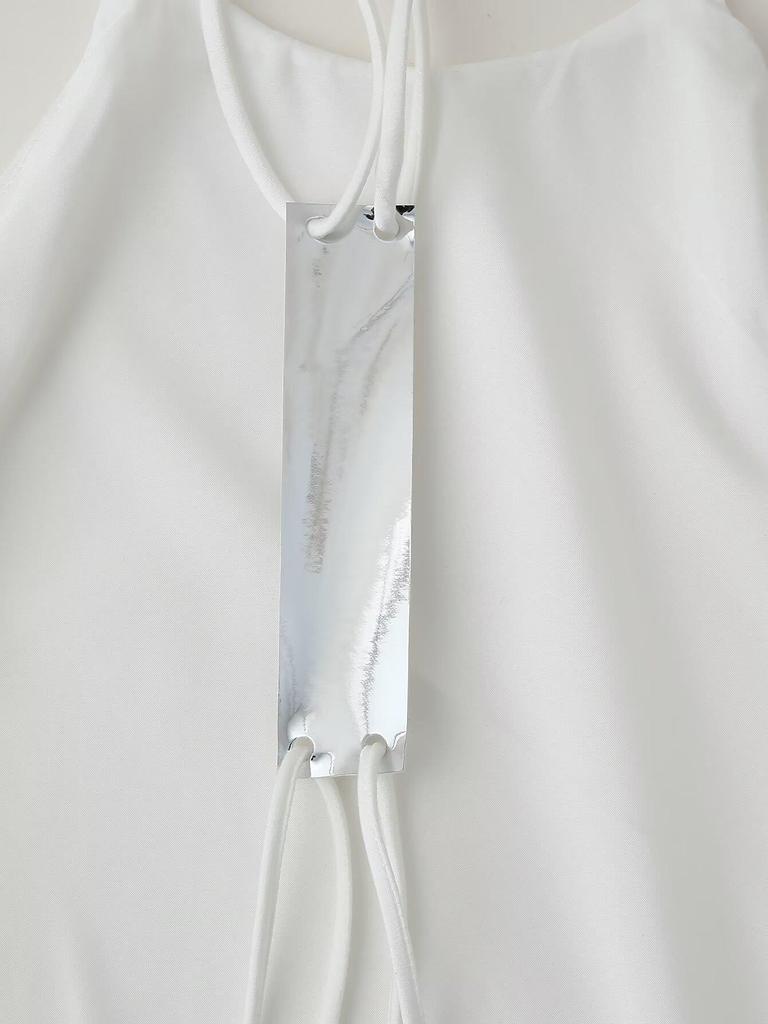 Spring 2025 Women's European & American Style Satin Slip Dress with Slimming Back Detail