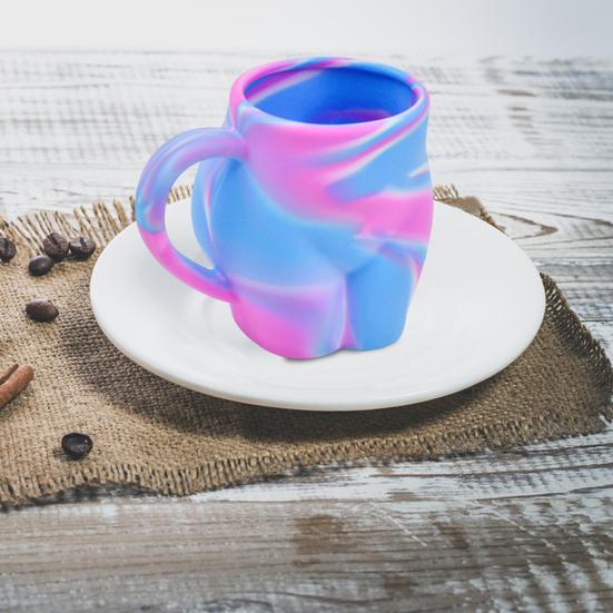 360/480ML Silicone Coffee Mug with Grip Handle Colorful Lower Body Art Hip Heat-Resistant Food Grade Multifunctional Tea Milk Water Cup Birthday Gift