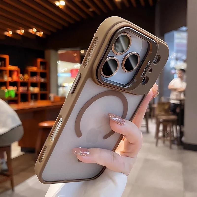 Magnetic Lens Protection Bracket Phone Case For For Iphone 17 16 1 14 13 Pro Max 17Pro For  Wireless Charging Cover