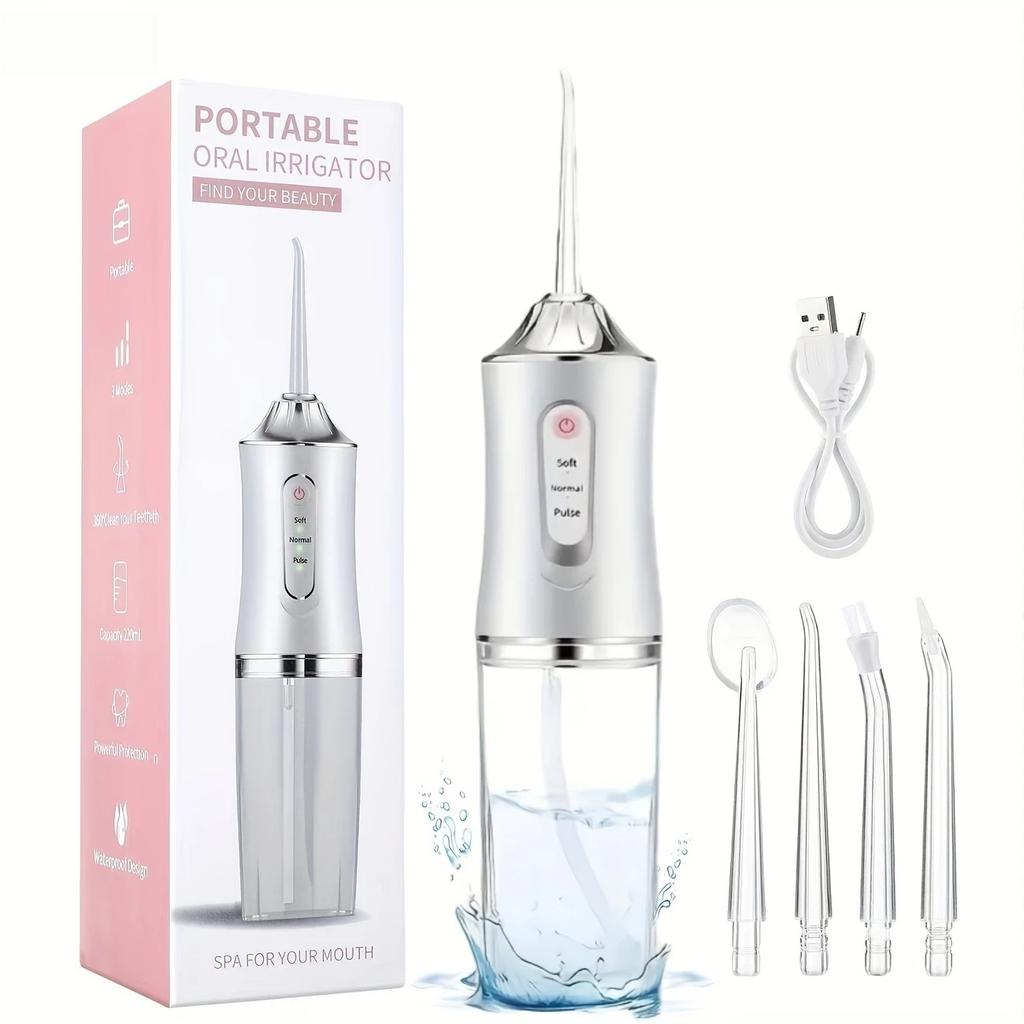 Portable Water Flosser, Mini Electric Oral Irrigator for Teeth Cleaning, Rechargeable Home Dental Water Floss, Travel Cordless Teeth Cleaner