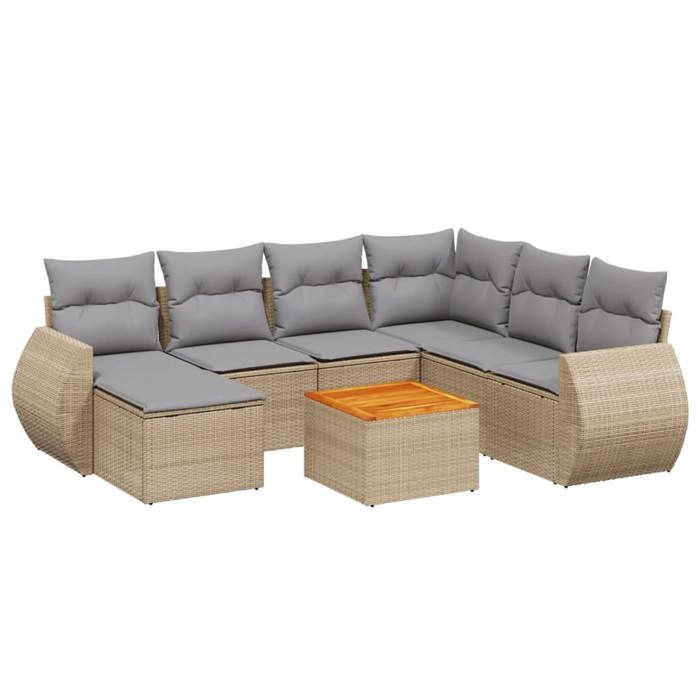 VidaXL Garden Lounge Set with Cushions 8 Pcs, Patio Sofas, Patio Furniture Set, Outdoor Furniture, Beige 3225121