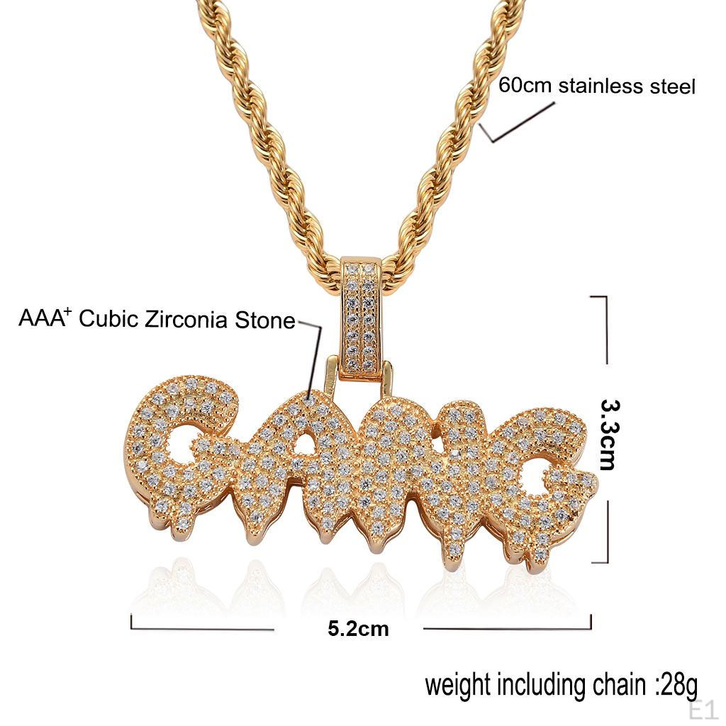 Custom Gang Dripping Pendant with Rope Chain Necklace Jewelry Gifts