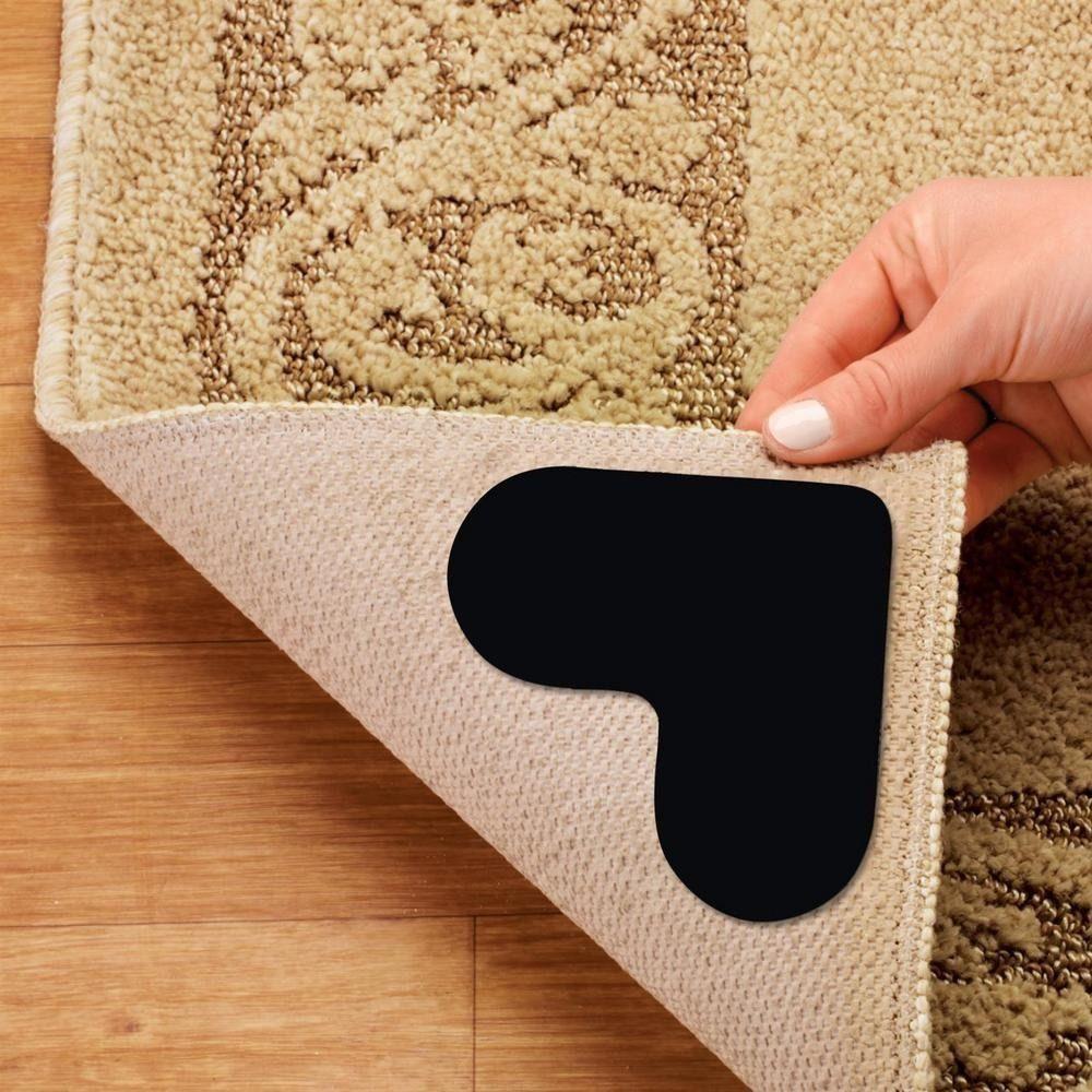 4Pcs Strong Adhesive Non-slip Carpet Stickers Traceless Mult Shapes Rug Corner Gripper Washable Multifunctional Carpet Tape