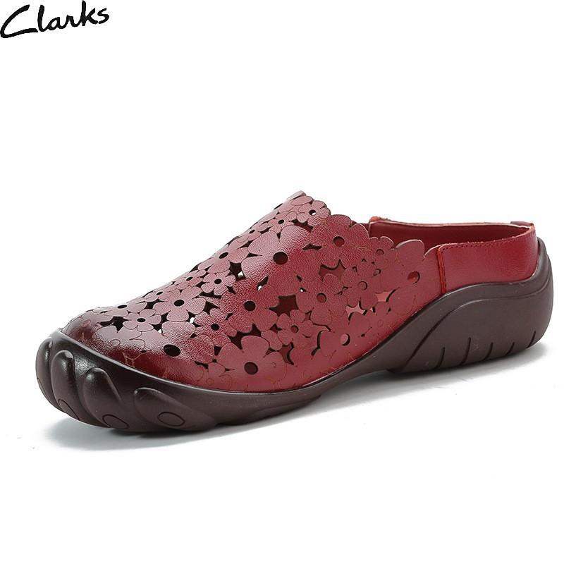 New Genuine Leather Breathable Casual Women's Sandals National Style Soft Sole Comfortable Breathable Slippers Hollow Mother's Shoes