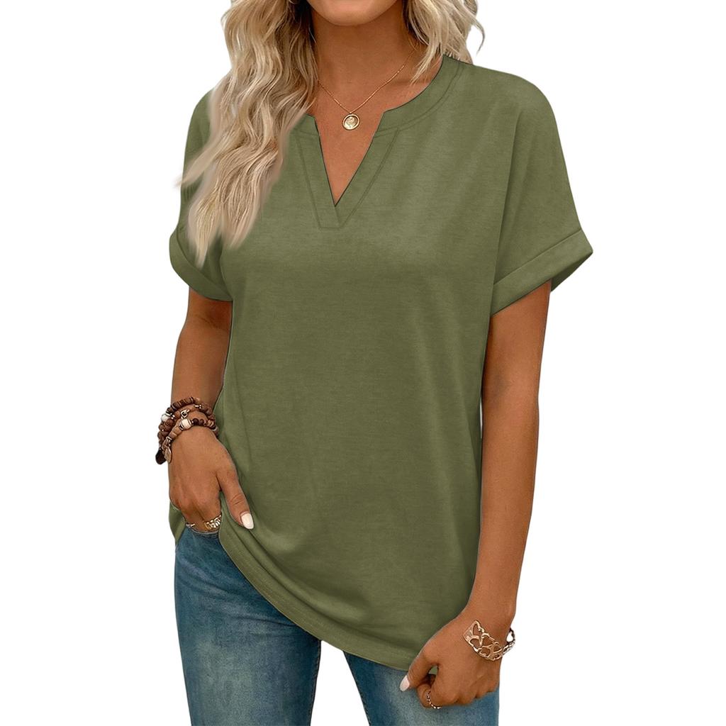Stylish Women's Casual V,neck Short,sleeved Color T,shirt