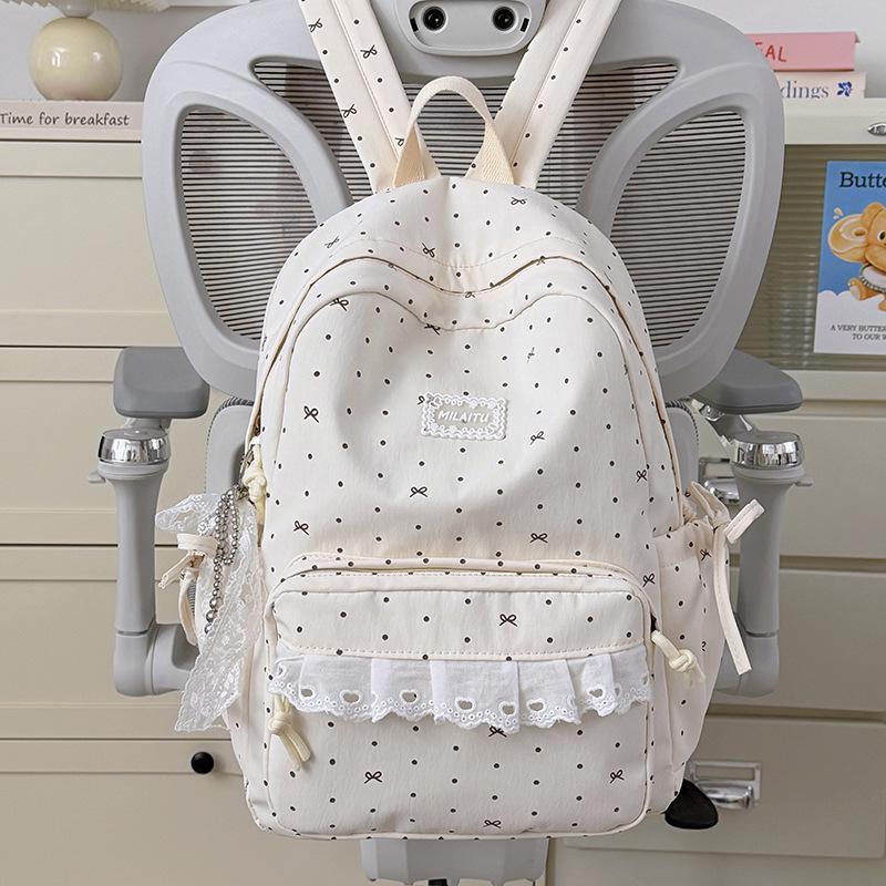 Mochila japonesa linda chica encaje lazo mochila alto valor estudiante campus mochila escolar niñas viaje mochila pequeña