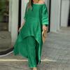 Irregular Long-Sleeve Wide-Leg Pantsuit Irregular Long Sleeve Loose Pants Suit