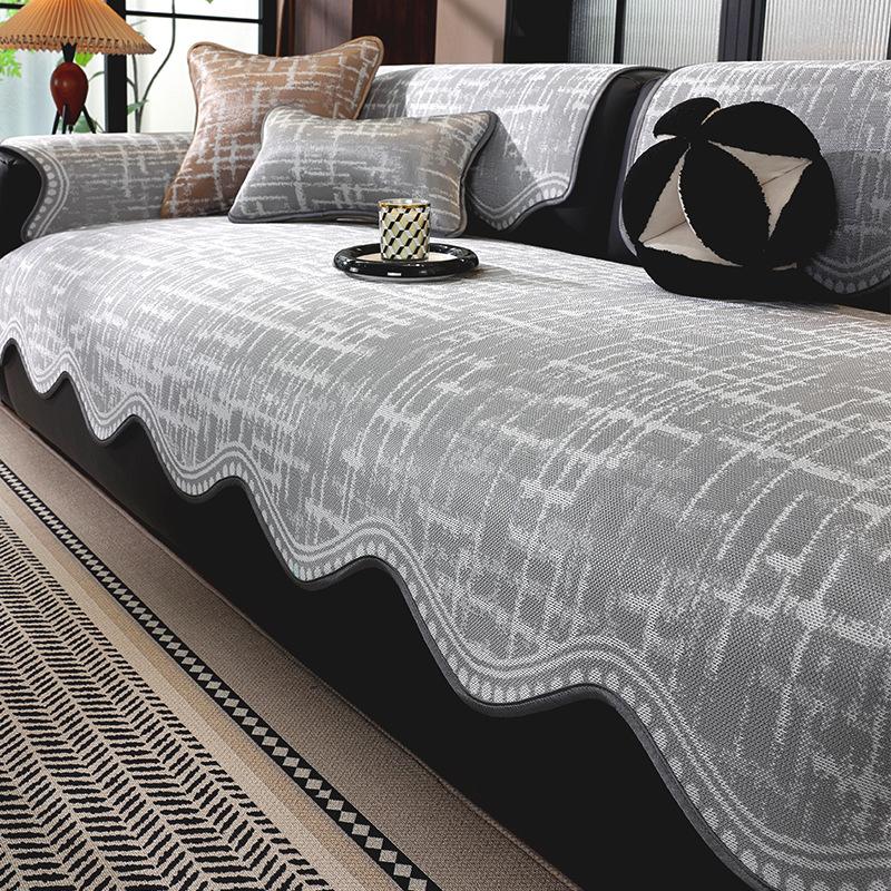 

Неправильная форма летняя подушка для дивана из ледяного шелка, чехол, коврик, нескользящий, защитный коврик для сиденья дивана Pillow cover (B) серый