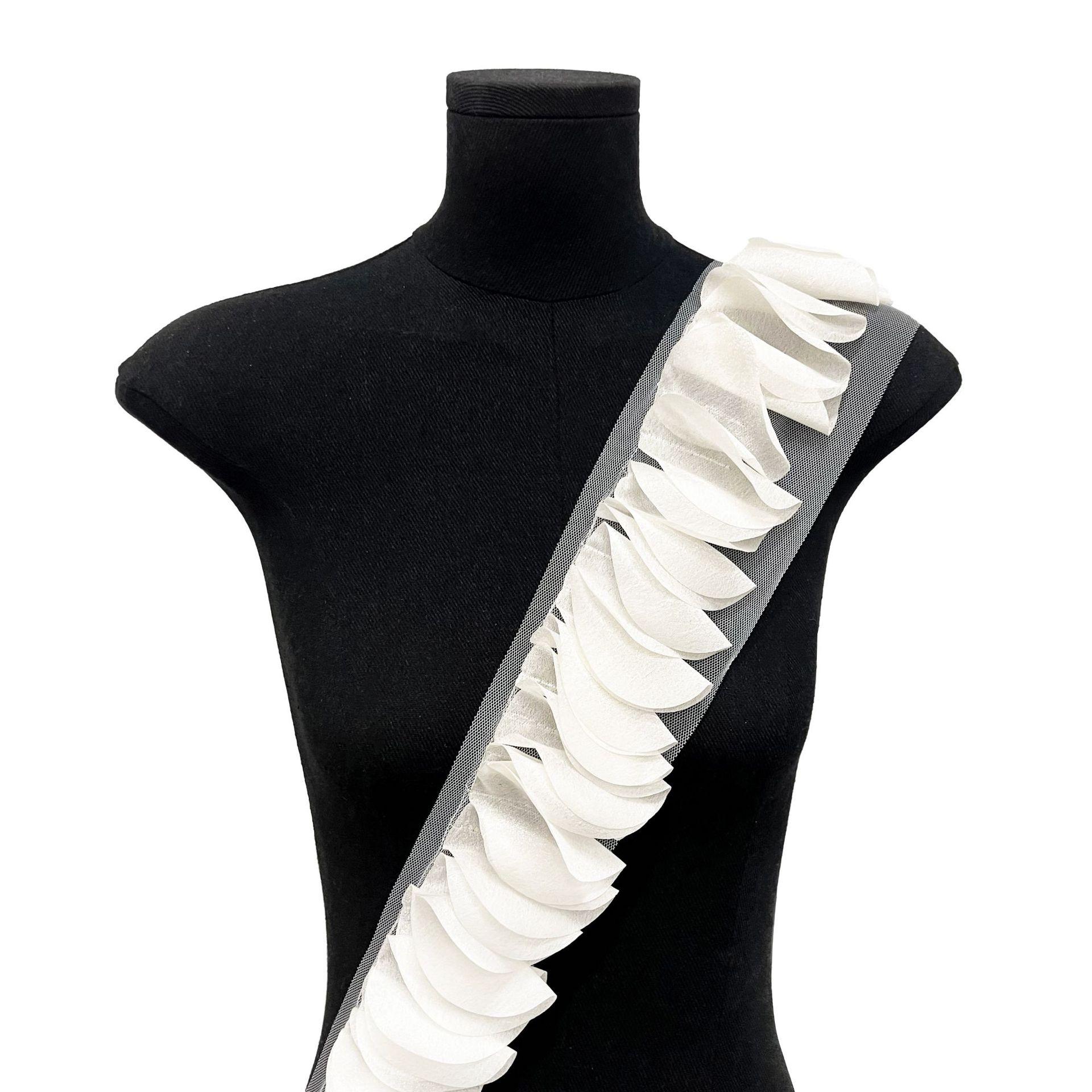 

7.5Cm Chiffon Apricot Lace Diy Clothing Lolita Skirt Luggage Hat Decoration Barcode Lace T1128 apricot one size