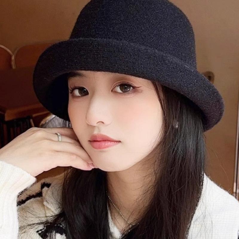 Hat French Autumn and Winter Wool Top Hat Basin Hat Temperament Hepburn Retro Fashion Fragrance Elegant Bucket Hat Socialite