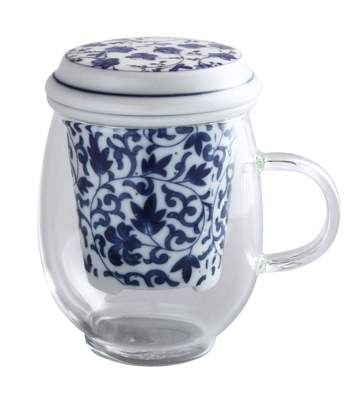 

Toyo Ceramics Arita Ware Celand Glass Stylish Mug, Tessen Arabesque, IW-002, Blue
