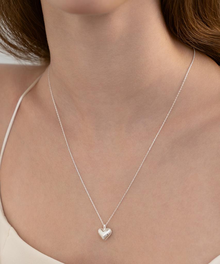 Tatiana (Silver 925) Heart Shell Locket Pendant Long Necklace Nz2505