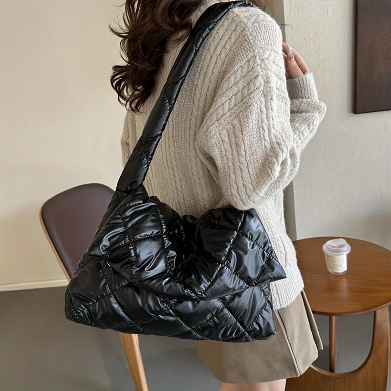 Women Space Designer Shoulder Bag Winter Down Padded Quilted Large Capacity Handbag Shopper Tote Bag