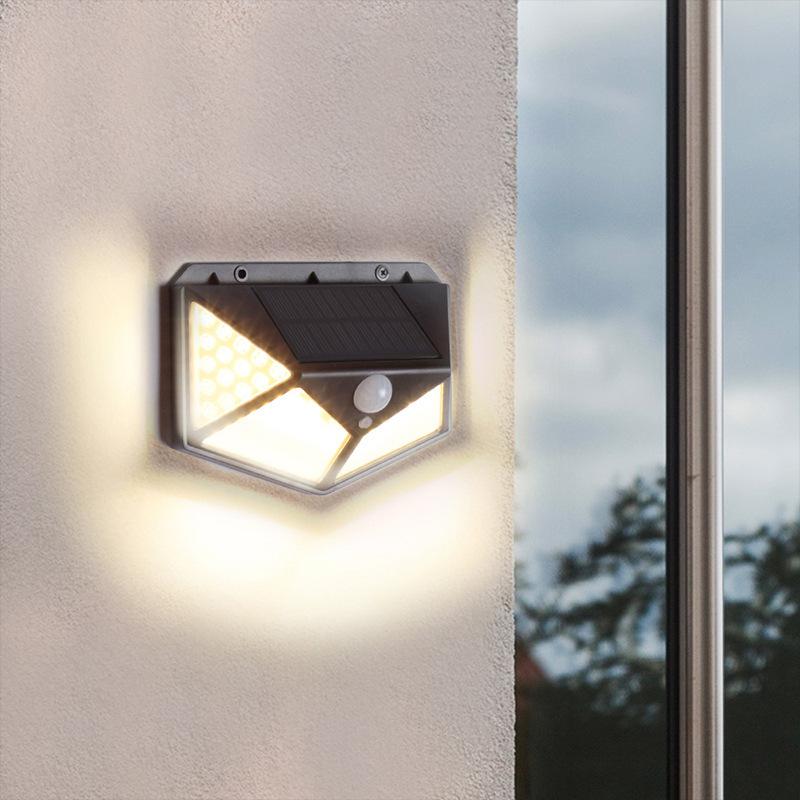 Foxhawk YX-100 IP65 Waterproof LED Infrared Body Sensing Solar Polycarbonate Diffuser Street Outdoor Black Wireless Wall Lamp
