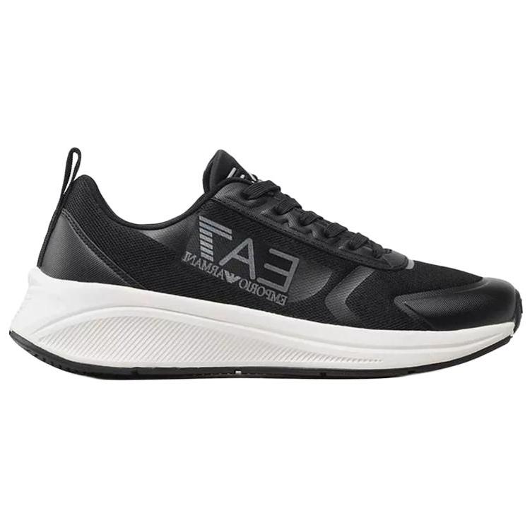 Emporio Armani EA7 Chaussures de Course à Lacets en Tissu Chaussures de Sport Casual Durables Basse Tige Baskets Unisexes Noir X8X125XK303N763