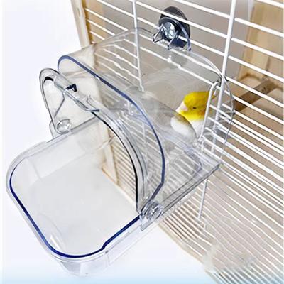 Hängende Vogelbadewanne für Sittiche, Vogelkäfig-Badebecken, transparenter Duschraum für kleine und mittelgroße Vögel, Vogelkäfig-Dekoration
