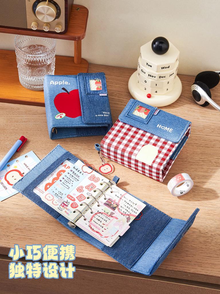 Denim Apple Journal - M5 Binder for 3" Kpop Photocards, Polaroids, Notes, Scrapbooking & Card Storag Ins Fashion Notebook