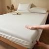 2026 Waterproof High-Rise Cotton Fitted Sheet Set - Plain Color, Summer-Ready, 3-Piece