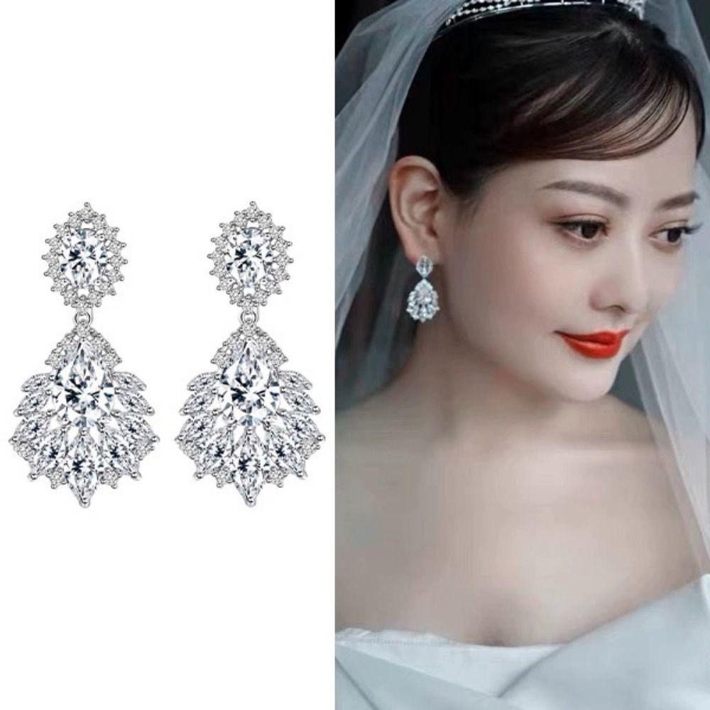 Teardrop Necklace Earring Sets Drop Earring Crystal Choker Necklace Bridal Jewelry Set Party