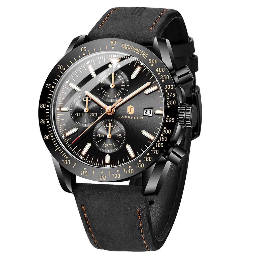 BY BENYAR Analog 50M Water Leather Quartz Gift for Men Men's Watch, Chronograph, Watch, Resistant, Business, Simple, Stylish, Popular, Formal, Strap,