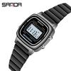 SANDA Retro Steel Band Square Dial Waterproof Alarm Clock Watch for Men & Women