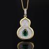 Fashionable Retro Color Treasure Necklace Gourd Pendant Inlaid With Zircon Emerald Collarbone Chain Women's Jewelry High-end