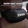 For Skoda Car Seat Neck Pillow Leather Memory Cotton Headrest Auto Interior Head Support VRS Superb Yeti Octavia Enyaq Rapid