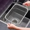 Adjustable Dish Drainer Kitchen Sink Stainless Steel Drain Rack Fruit Vegetable Storage Shelf Plate Bowl Dish Dryer Basket Ladle