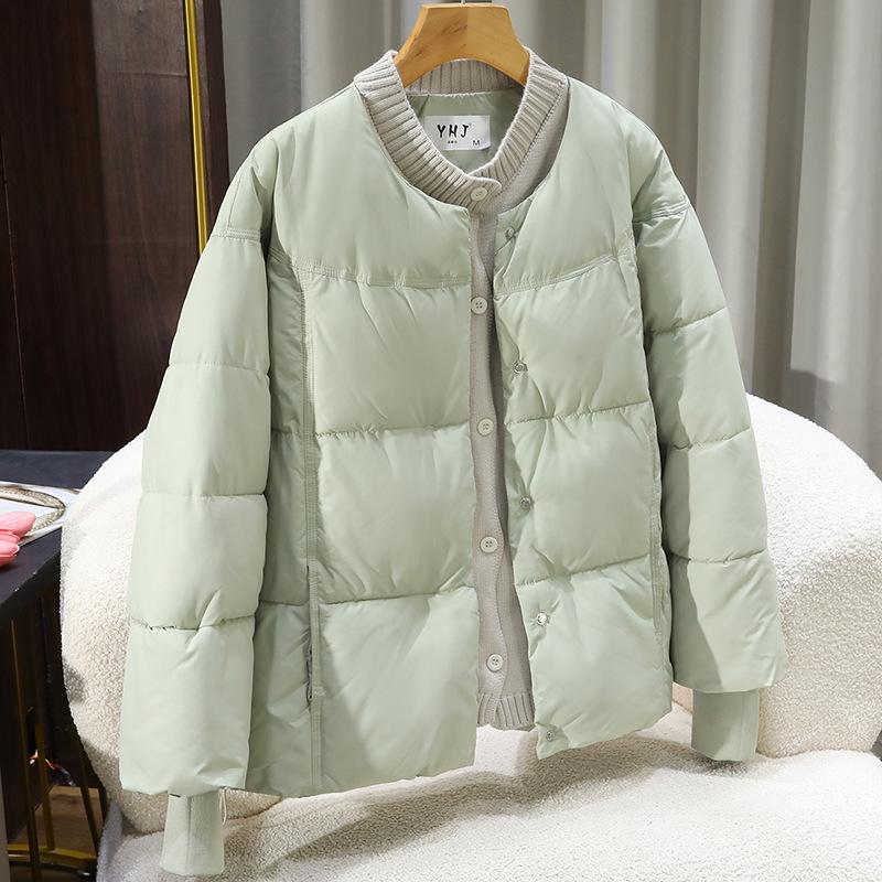 Fake Two-piece Knitted Splicing Down Cotton-padded Jacket for Women's 2025 Autumn and Winter New Women's Clothing Thickened Warm Cotton-padded Jacket