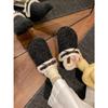 Two wear retro non-slip heightened thick-soled fluffy slippers for women in winter, velvet warm snow cotton mop