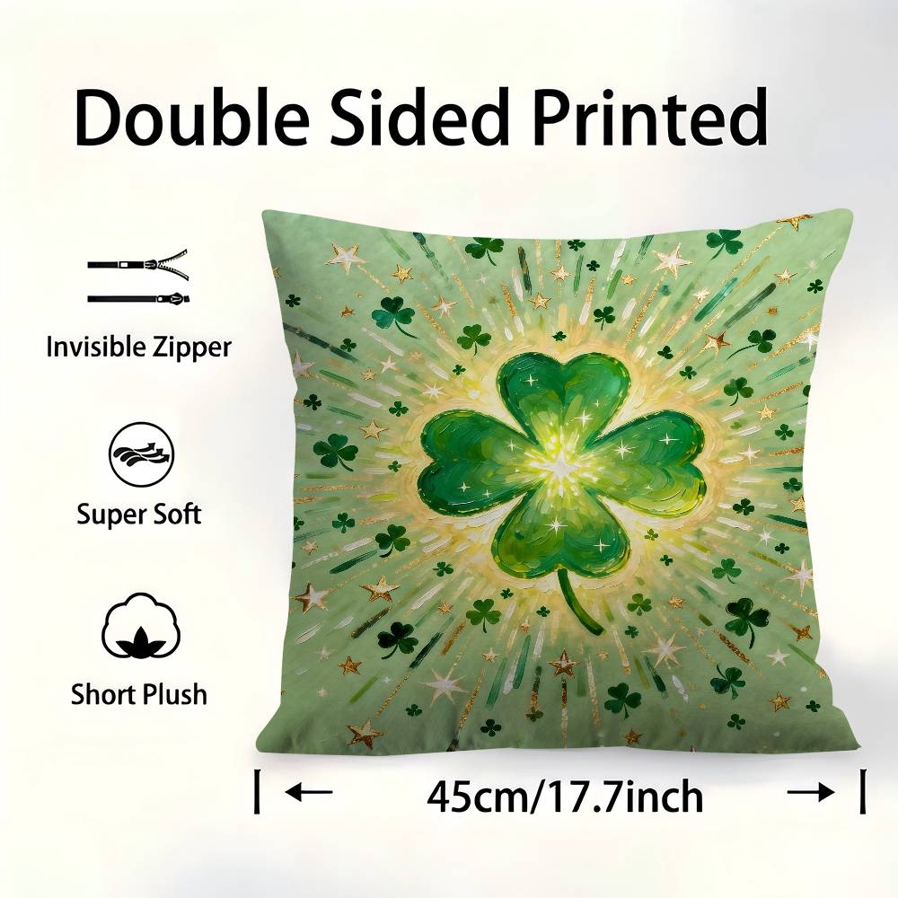 Lucky Clover Good Luck Ins Pillowcase Toon Gift Cushion Cover Bedroom Home Sofa Chair Seat Decor Pillow Case