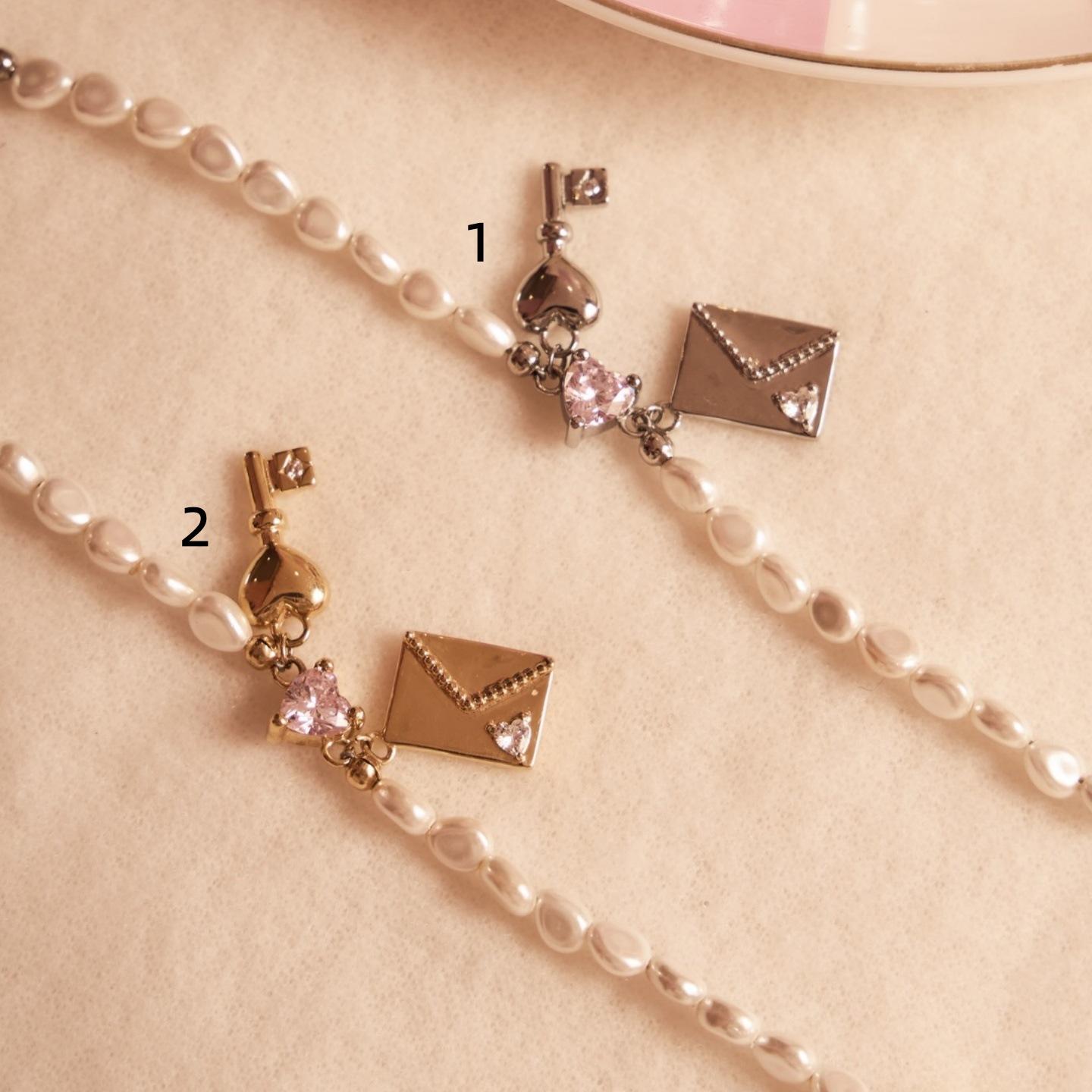 Romantic Love Letter Key Pearl Bracelet Key Shape Love Inlaid Zirconium Jewelry Gift