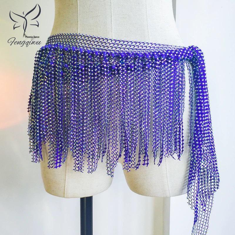 Zhao Hao Rhinestone Tassel Belly Dance Waist Chain Scarf – Multi-layered, Hot-fix Dancewear for Group Performances