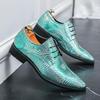 Autumn Large Size Patent Leather Glossy Pointed Leather Shoes Men's Business Dress Lace-up Groom Wedding Shoes