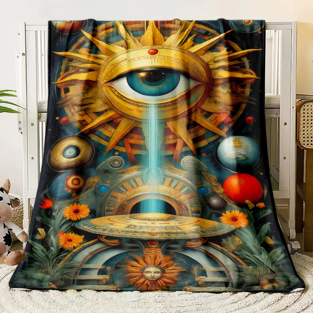The Eye of The Demon Flannel Thin Blanket Soft Warm Blanket for Bedroom Living Room Bed Travel Camping Picnic Gift Customizable