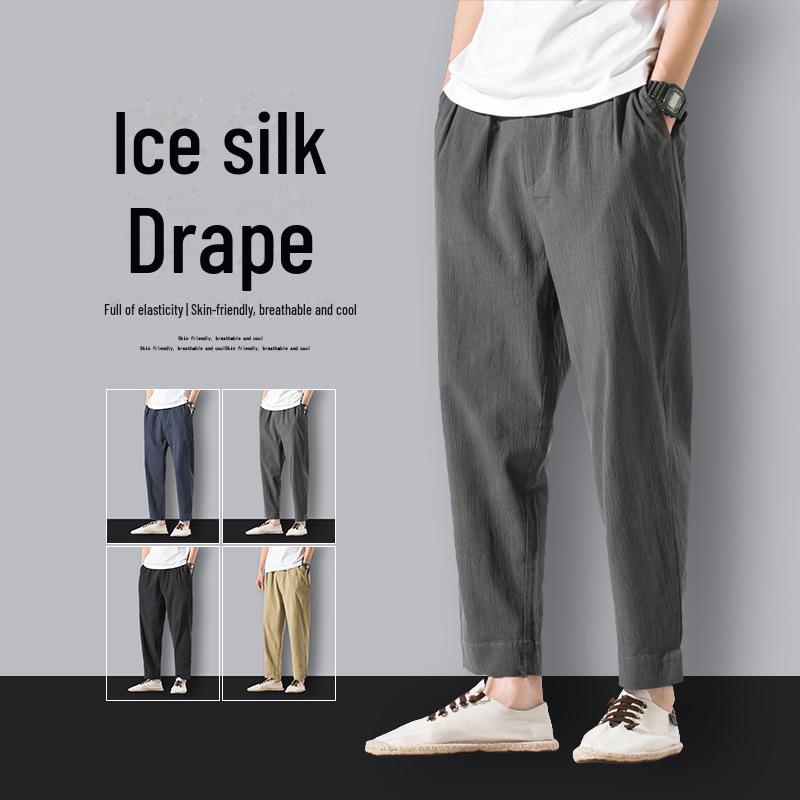 

Мужские повседневные брюки прямого кроя из хлопка и льна с девятью точками — модные, свободного кроя, весна/осень, в наличии большие размеры M