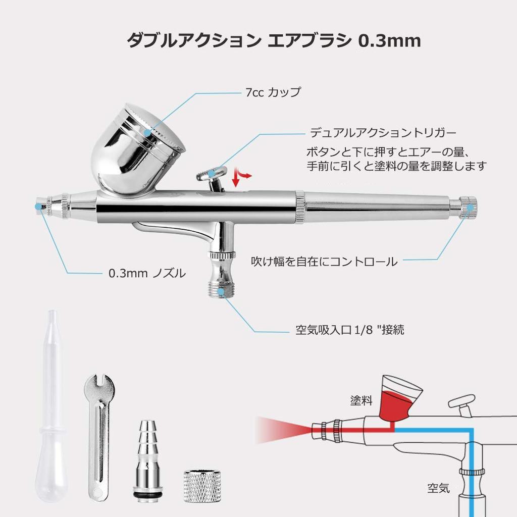 Ausuc Airbrush Mini Compressor Set Double Action Airbrush for Hobby Painting Spray Model Tattoo