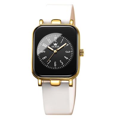 OLEVS Easy To Silicone Japanese Quartz Gift Watch for White Women's Watch, Read, Waterproof, Luminous, Band, Watch, Popular, Stylish, Women's Women,