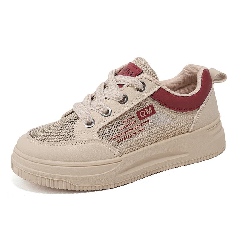 Shoes women's 2025 new summer thin mesh shoes hollow breathable little white shoes thick-soled versatile casual sports board shoes