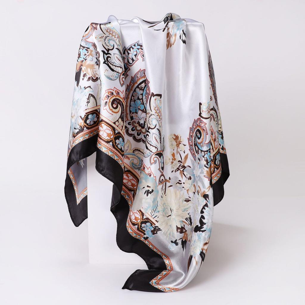 Cashew Printed Silk Scarf for Women European and American Trendy Versatile Shawl Sedon Headscarf Square Scarf