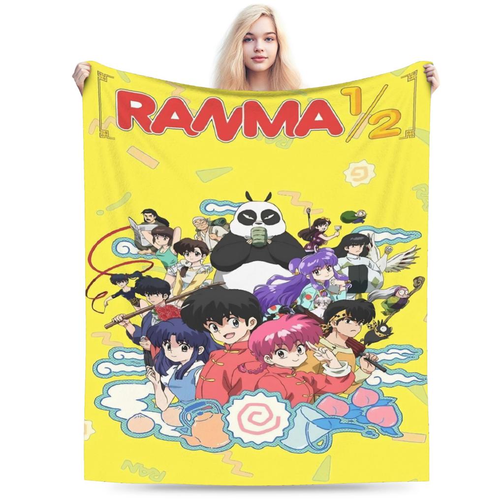 Ranma 1/2 Shampoo Manga Blankets  Wool Funny Warm Throw Blankets for Bedding Lounge  Winter